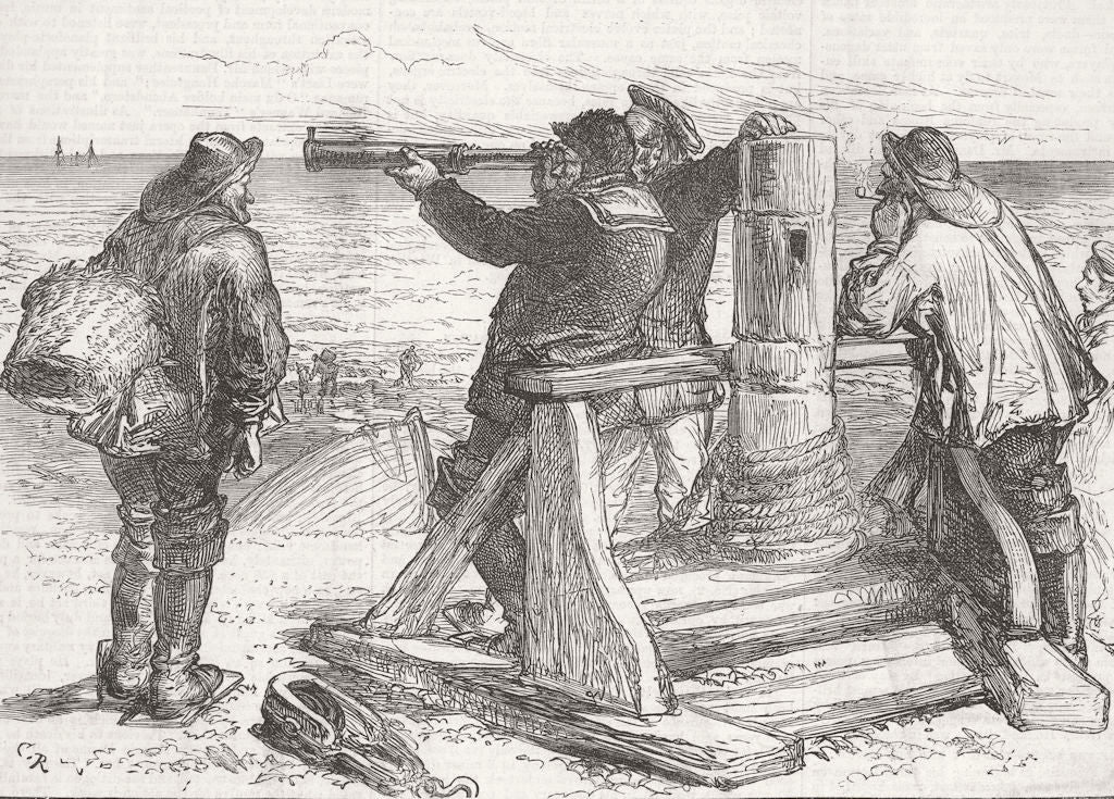 KENT. Northfleet loss. Sailors on look out, Dungeness 1873 old antique print